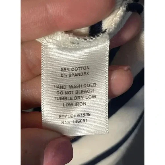 Monteau Cream Navy Stripe Bodycon Short Sleeve Dress Women's Size Small - Picture 4 of 4